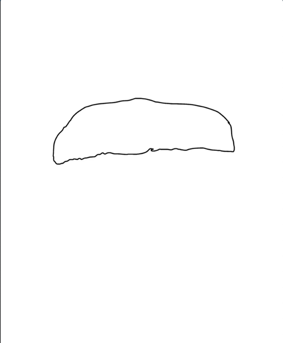 Étape 1 pour dessiner un hamburger avec IbisPaint - Esquisse préliminaire du pain du dessus du hamburger