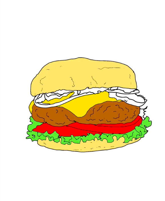 Étape 16 pour dessiner un hamburger avec IbisPaint - Utilisez l'outil pot de peinture pour remplir le contour de la laitue avec un vert clair vif