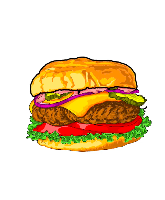 Étape 44 pour dessiner un hamburger avec IbisPaint - Ajoutez un contour épais au pain supérieur
