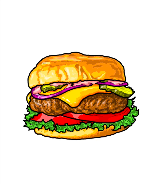 Étape 50 pour dessiner un hamburger avec IbisPaint - Ajoutez des éclats blancs sur l'oignon et les cornichons