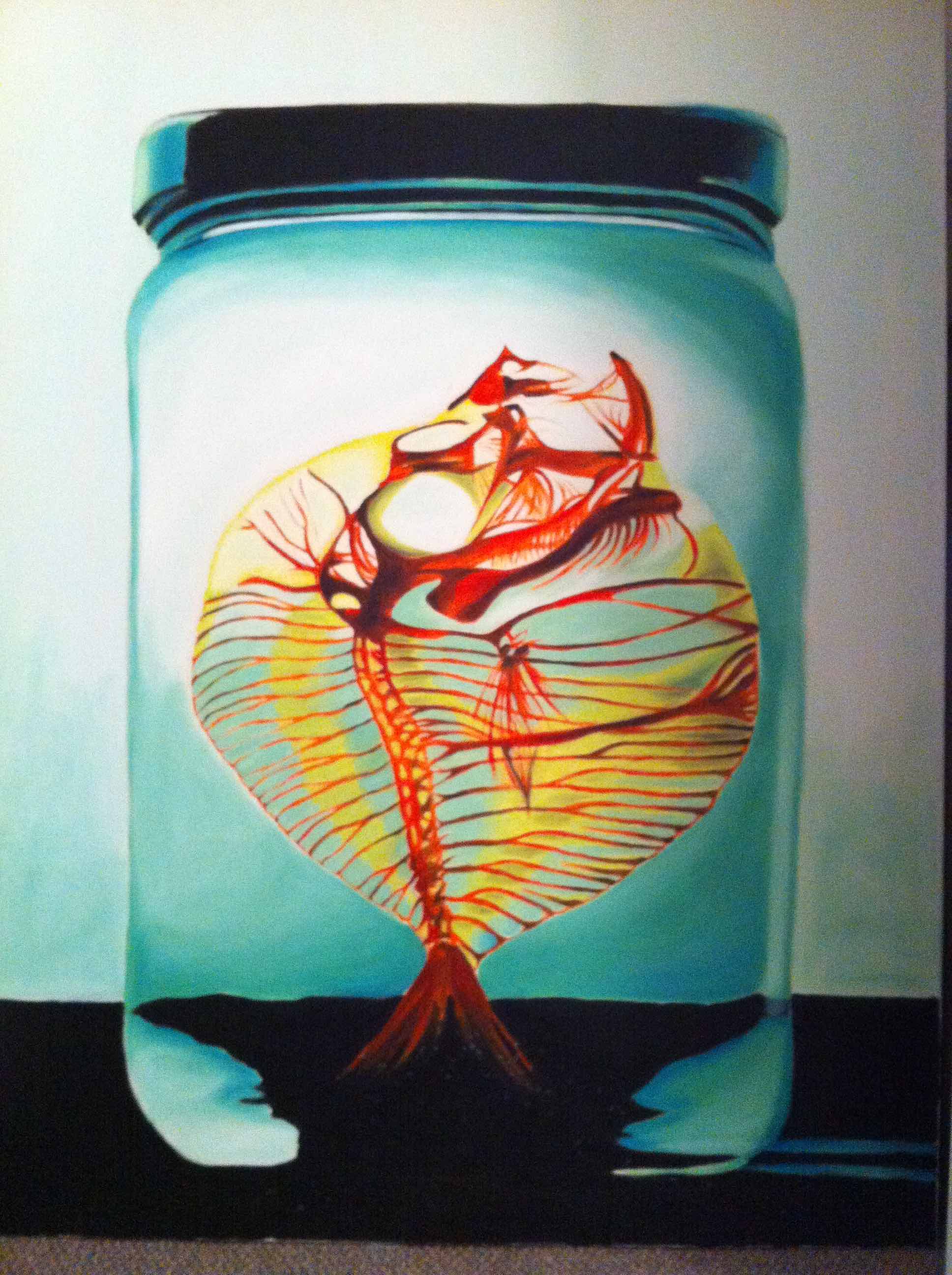 Peinture de poisson dans le formol par Madeleine Dubé
