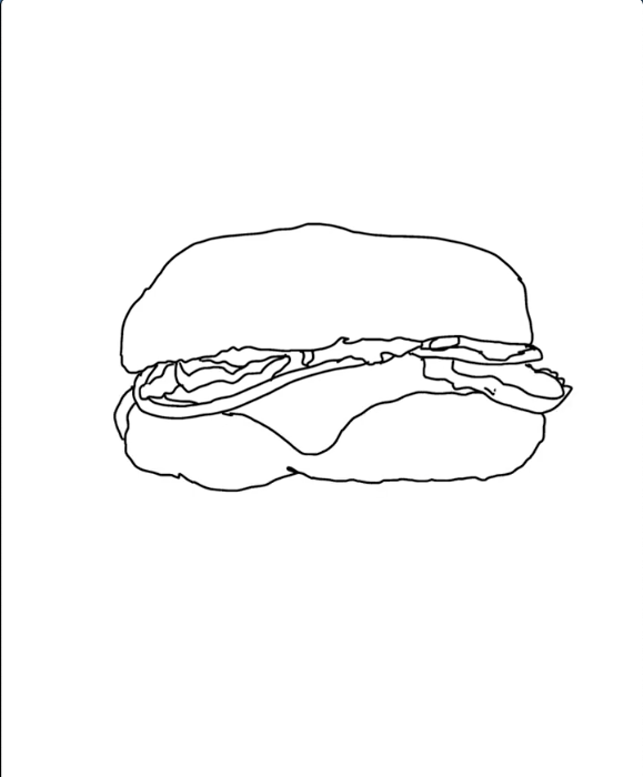 Step 4 how to draw hamburger in IbisPaint - The cheese and beef patty outlines are drawn