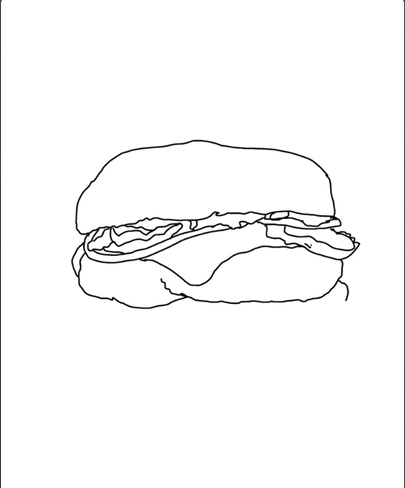 Step 5 how to draw hamburger in IbisPaint - The beef patty is being completed