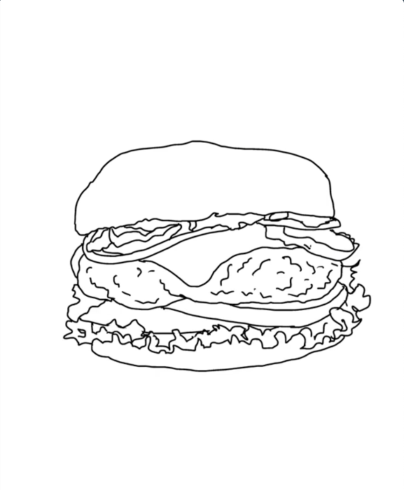 Step 10 how to draw hamburger in IbisPaint - Ground beef texture is added to the patty