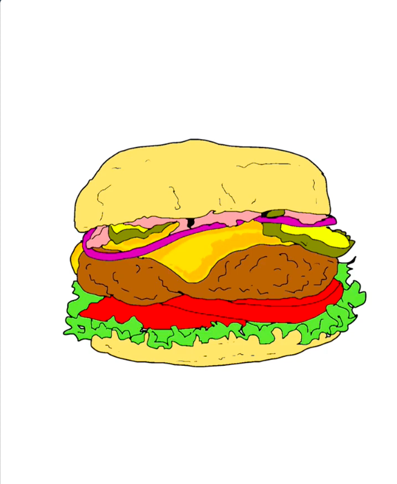 Step 20 how to draw hamburger in IbisPaint - With the brush tool add dark yellow for the main shadows on the cheese
