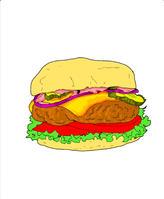 Step 30 how to draw hamburger in IbisPaint - With the brush tool add spots in light brown to create ground meat texture