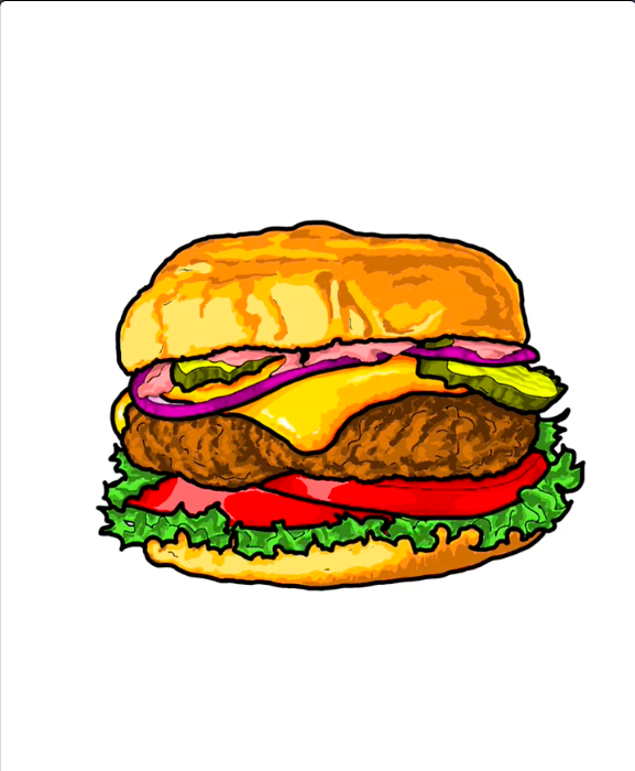 Step 47 how to draw hamburger in IbisPaint - Add white spots on the cheese
