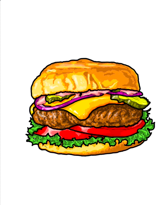Step 51 how to draw hamburger in IbisPaint - Add white highlights on the tomatoes