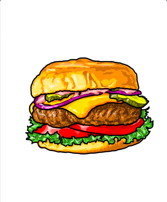 Step 52 how to draw hamburger in IbisPaint - Add white on the lettuce and bottom bun